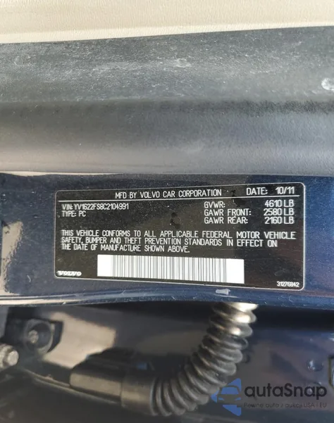 2012 Volvo S60 T5 из США, поврежденный, VIN YV1622FS8C2104991